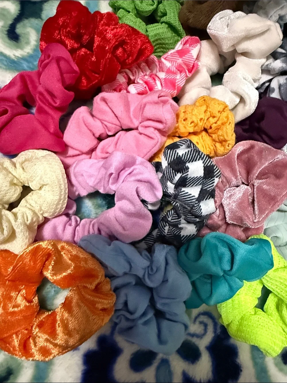 45 Assorted Kids Hair Scrunchie Pack - Multicolor